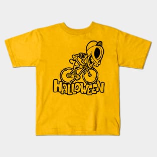 Skeleton Halloween Cyclist Kids T-Shirt